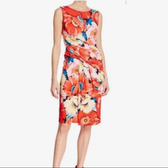 Dresses & Skirts - Tahari orange floral dress size 12